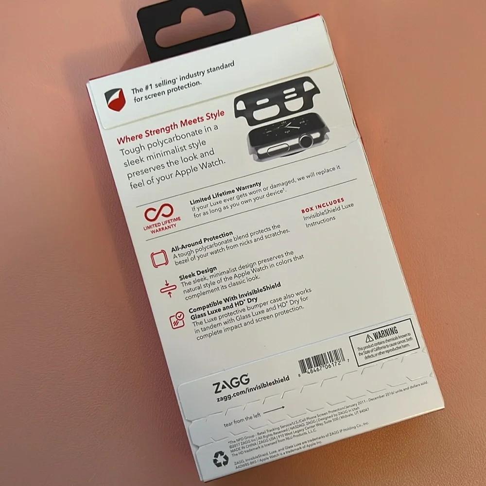 NWT‎ Zagg Invisible Shield luxe Protective Bumper Case for Apple Watch 42mm